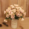 Dekorativa blommor Specialerbjudande Artificial Rose Peony Flower Small Retro Silk Arrangement Core Artikel Wedding
