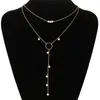 Pendentif Colliers Mode Longue Chaîne Pour Les Femmes Bohème Multi Couches Imitation Perle Collier À La Mode Choker Bijoux