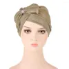 Ethnic Clothing Glitter Spring Summer Women's Turban Caps Soild Color Bow Headscarf Bonnet Muslim Inner Hijab Islamic Under Scarf