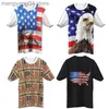 Camisetas de hombre Impresión digital rápida Venta caliente Día de la Independencia de EE. UU. 2023 Verano Nueva camiseta suelta de cuello redondo T230517