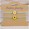 Bangle Jewelry Personality Simple Sunflower Daisy Bracelet Wax Thread Woven Chrysanthemum Multicolor Ladies
