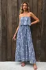 bleu Boho Print Tassel Tie Maxi Tube Top Dress E2nC#