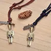 Anhänger Halsketten NIUYITID Bronze Roboter Halskette Für Männer Frauen Mode Vintage Echtes Leder Seil Kette Zinklegierung Drop