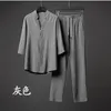 Mens Tracksuits Summer Style Fashion Casual Solid Color Tshirt Suit Högkvalitet Bomull och linne Twopiece Set 5xl 230516