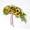 Decorative Flowers 29 Inch Artificial Sunflower Swag Floral Garland For Garden Party Decoration