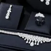 Серьги ожерелья устанавливают роскошь роскошь красиво подвесной браслет кольцо 4pcs жених Свадебные обручальные цирконы Дубай Ювелирные украшения