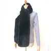 Schals Frauen Winter Gestrickte Lange Echte Rex Pelz Schal Warme Dicke Luxus Flauschigen Natürliche Mode Weibliche Schal