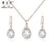 أقراط قلادة مجموعة من الزفاف-Jewelry Sets Women Waterdrop Accessory Cubic Zircon Crystal Hook Jewelry