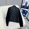 Mulheres jaquetas designer casacos de inverno manga longa cordão retalhos de malha para baixo outerwear outono moda feminina roupas tamanho S-XL branco preto cores