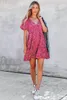 mini-robe nuisette à manches bouffantes à imprimé floral rose K3bo #