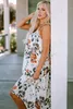 witte bloemenprint spaghetti riemen maxi jurk o7nn#