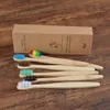 Brosse à dents 10 pièces ensemble de brosses à dents en bambou naturel coloré dents de charbon de bois à poils doux Eco es soins bucco-dentaires 230517