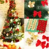 Christmas Decorations 12PCS Golden Silver Red Bow Ornament Tree Decoration Party Year