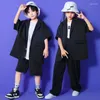 Scene Wear Kids Cool Hip Hop Clothing Black Blazer Shirt Topps Streetwear Pants For Girl Boy Jazz Dance Costume Show Outfits Rave Clothes