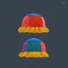 Berets Japanische Retro Hohle Blumen Handgestrickte Fischermütze Bunte Frauen Süße Modische Eimer Bob Cap Herbst- und Winterhüte