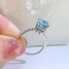 Asscher Cut 9mm anel de diamante aquamarina 100% real 925 Sterling Silver Party Banding Band Rings For Mull Men Men noivado Jóias