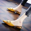 Slippers Buckle Baotou Slippers Mules Shoes for Women Closed Toe Summer Pointed Toe SlipOn Low Heels Flats Shoes Sandals 230516