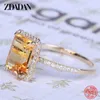 Band Rings Zdadan 925 Sterling Silver Fashion Square Gemstone Ring for Women Wedding Jewelry Gift J230517