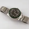 Orologi da polso 40mm quadrante nero lunetta in ceramica spazzolata verde vetro zaffiro retro trasparente Nh35a movimento automatico orologio da uomo