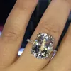 Полосы кольца происхождение натуральное 3 каратс Moissanite Gemstone Real 14 K Белые золотые ювелирные украшения для женщин Классическая овальная форма Bizuteria Ring Женская J230517