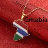 Chaînes Tendy Gold Color Email Map African Map Gmabia Flag Pendants Colliers For Women Men Girls Fashion Bijoux