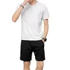 Pantalons pour hommes à la mode Jogging costume respirant maille col rond chemise Shorts deux pièces ensemble lisse toucher hommes survêtement en plein air