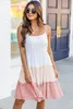 Çok renkli fırfırlı katmanlı Colorblock A-line sundress n3we#