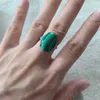 Band Rings 1Pcs/Lot Natural malhite ring Green Gem Jewelry s925 Silver Inlaid femme alianas namoro joyeria plata ringen anillos pareja J230517