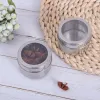 Tools Magnetic Spice Jar Set RU/EN Label Sticker Stainless Steel Base Spices Container Organizer Pepper Seasoning Jar Spray Tin Inventory