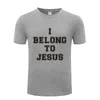 Herr t-skjortor jag tillhör Jesus nyhet roliga män sommar kort ärm o-hals bomull tshirt casual hip hop fitness t-shirt streetwear