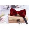 Bow Gine Red Velvet Tie Men's Suits Dress Dress High-end Fashion British Business Banquet Bowtie Men Свадебные аксессуары подарки