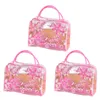 Kosmetiska väskor 3st vattentät klar blommor handväska smink gym toalettväska för resande fodral med handtag utomhus badkvinnor flickor