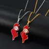 Подвесные ожерелья Anniyo Тунис Карта Флаг Флаг Тунисский Шарм Ювелирные изделия из нержавеющей стали #300101