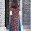 Etniska kläder 2023 Traditionell Vietnam Ao Dai Chinese Qipao National Flower Print Cheongsam Costume Aodai Dress Evening Vestido