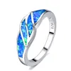 Обручальные кольца Женщина Симпатичный синий огонь опал -каменное кольцо для свадебного обруча