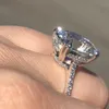 Полосы кольца происхождение натуральное 3 каратс Moissanite Gemstone Real 14 K Белые золотые ювелирные украшения для женщин Классическая овальная форма Bizuteria Ring Женская J230517