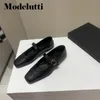 Dress Shoes Modelutti Women Fashion Genuine Leather Mary Jane Shoes Square Head Shallow Flats Solid Simple Casual Female Chic 230516