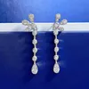 Blumen-Moissanit-Diamant-Ohrhänger, 100 % echtes Sterlingsilber, Hochzeits-Tropfenohrringe für Frauen, Versprechen, Schmuck, Geschenk