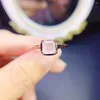 Clusterringen Rose Quartz Solitaire Ring 925 Sterling Silver Square Cut 6x6mm Natural Engagement Promise