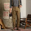 Herenbroek Japanse casual overalls voor heren jeugd elastische schorsingen kaki jumpsuit los rechte broek vintage gentleman vrije tijd