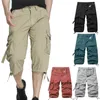 Herren-Shorts, Baumwolle, lässig, Cargo, modisch, locker, mit mehreren Taschen, geerntete Hose, Kampfhose, Outdoor-Sport