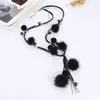 Pendentif Colliers Femmes Vison Cheveux Boule De Fourrure En Peluche Pom Long Avec Ajuster Cristal Perle Pendentifs Bijoux