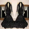 Vestidos de noite sereia elegantes pretos para mulheres plus size gola de joia apliques de renda mangas compridas ocasiões formais festa de formatura celebridade aniversário desfile vestidos