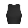 Yoga Outfit ABS LOLI High Neck Rib-Knit Sports Bras For Women Curved Hem Racerback Gym Workout Crop Top With Removable Cups Tank Tops