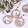 Julekorationer 1pc älg docka trä hängen ornament diy trä hantverk xmas träd haning prydnad navidad fest dekoration barn gåva