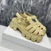 Designer Raffia Sandaler Monolith Sandal Dam Skumgummi Sandal Metall Logotyp Tofflor Sommarskor Retro Strandskor Sandaler