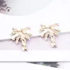 Boucles d'Oreille Clou Cristal Coloré Perle Fleur Pour Femme Unique Noix de Coco Bijoux Exquis Plage Soirée Cadeau