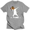 Erkekler Tişörtleri Komik Dabbing Jack Russell Terrier Köpek Gömlek Yenilik Erkekler Kısa Kollu Pamuk Outu Genç İçin