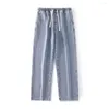 Men's Jeans Chic Men Loose Soft Stretchy Waist Pants Thin Male Clothes