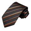 Bow Ties 2023 Luksusowy paski pomarańczowy czarny 8,5 cm biznes dla mężczyzn jedwabny żakard tkany broszka broszka